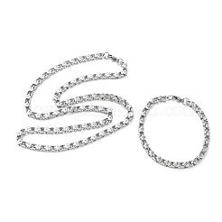304ステンレススチール製フラワーリンクチェーンネックレス＆ブレスレットセット  ステンレス鋼色  503mm&nbsp;SJEW-D091-04P