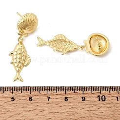 真鍮製ダングルピアス  カドミウムフリー＆鉛フリー  18KGP本金メッキ  ラックめっき  長持ちメッキ  海洋のテーマ  魚  43x14.5mm&nbsp;EJEW-D352-06G-03