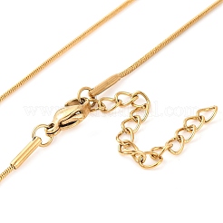 201ステンレススチール製ラウンドスネークチェーンネックレス（女性用）  ゴールドカラー  17.68インチ（44.9cm）  0.9 mm幅&nbsp;NJEW-G140-06A-G-1