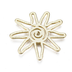 ラックメッキ合金ペンダント  カドミウムフリー＆鉛フリー  太陽  ライトゴールド  30x33x1.5mm  穴：1.5mm&nbsp;PALLOY-T077-75LG-RS