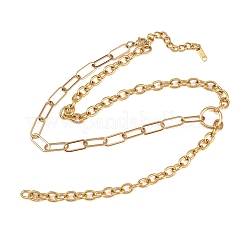 304ステンレススチール製ミックスチェーン＆タッセルネックレス（女性用）  イオンプレーティング（ip）  18KGP本金メッキ  18.19インチ（46.2cm）&nbsp;NJEW-Z111-04G