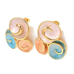304 Stainless Steel Enamel Spiral Stud Earrings for Women&nbsp;EJEW-A138-03G