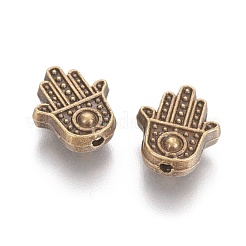 Tibetan Style Alloy Hamsa Hand/Hand of Fatima/Hand of Miriam Beads&nbsp;TIBEB-7722-AB-NR