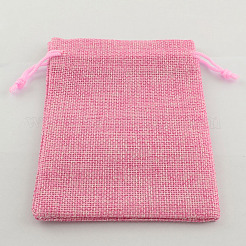 Polyester Imitation Burlap Packing Pouches Drawstring Bags&nbsp;ABAG-R004-14x10cm-M