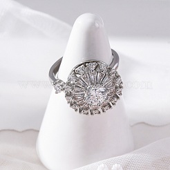 Sunflower Rotatable Open Cuff Rings for Women&nbsp;RJEW-C118-10P