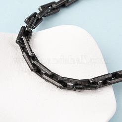10mm 304ステンレススチール長方形アズキチェーンネックレス  イオンプレーティング（ip）  ガンメタ色  18.86インチ（47.9cm）&nbsp;NJEW-C099-02B