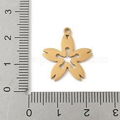 304ステンレスペンダント  花のチャーム  レーザー切断  イオンプレーティング（ip）  18KGP本金メッキ  20x18x1mm  穴：1.5mm&nbsp;STAS-V016-03G