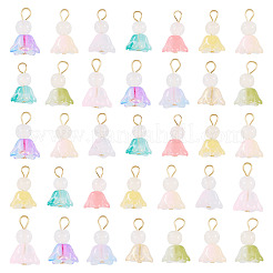 50Pcs Spray Painted Transparent Glass Pendants&nbsp;PALLOY-TA00306