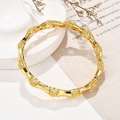 女性用真鍮バングル  竹  ラックめっき  ゴールドカラー  1/4インチ（0.8cm）  内径：2-3/8インチ（5.95cm）&nbsp;BJEW-D313-04G