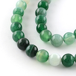 Dyed Natural Striped Agate/Banded Agate Round Bead Strands&nbsp;G-R342-10mm-06