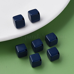 不透明なアクリルビーズ  キューブ  プルシアンブルー  13x14.5x14.5mm  穴：2mm&nbsp;X-MACR-S373-135-A06