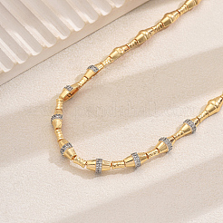 Brass Clear Cubic Zirconia Short Link Chain Women's Necklaces for Parties and Daily Wear&nbsp;OS4291-2