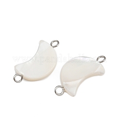 Natural Shell Moon Connector Charms&nbsp;STAS-D378-24P