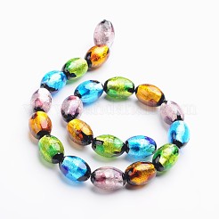 Handmade Silver Foil Glass Oval Beads&nbsp;FOIL-I004-C-M