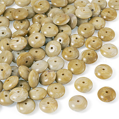 80個 61g アクリル天然石風ビーズ  ロンデル  ツートン  バリーウッド  13~15.5x6~7.5mm  穴：1.8mm&nbsp;MACR-TADJ0001-10J