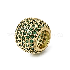 Brass Micro Pave Cubic Zirconia European Large Hole Beads&nbsp;KK-C262-17G-03