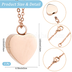 Stainless Steel Heart Cinerary Casket Pendant Necklaces&nbsp;DIY-CN0003-41RG