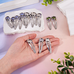 15個 3スタイル 304ステンレススチール スナップヘアクリップ ファインディング  ステンレス鋼色  52~56x14~17.5x2.5mm  トレイのサイズ：12~16mm  5個/スタイル&nbsp;STAS-TA0006-49
