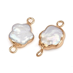 Natural Keshi Pearl Flower Connector Charms&nbsp;KK-D423-06G