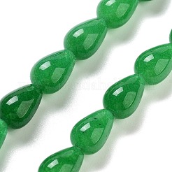 天然マレーシアジェイド染めビーズ連売り  ティアドロップ  グリーン  12x8mm  穴：1.2mm  約33~34個/連  15.16~16.54''（38.5~42センチメートル）&nbsp;G-B106-A09-02