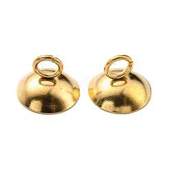 304ステンレススチールビーズキャップベイル  半円  18KGP本金メッキ  7.5x10mm  穴：2.5mm&nbsp;STAS-G310-33G