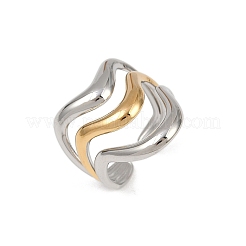 304 Stainless Steel Open Cuff Rings for Women&nbsp;RJEW-K296-03A-GP