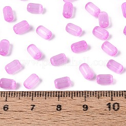 ドローベンチスタイルのガラスシードビーズ  模造キャットアイ  コラム  マゼンタ  6~7x3.5~4mm  穴：1.2~1.6mm  約3210個/ポンド&nbsp;SEED-N008-10C