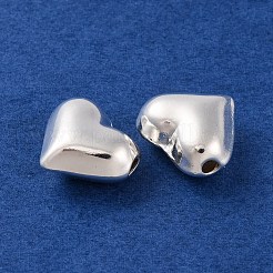 真鍮チャーム  鉛フリー＆カドミウムフリー  ハート  925銀メッキ  13.5x15.5x7.5mm  穴：2mm&nbsp;KK-U024-05P