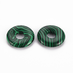 合成マラカイトペンダント  ドーナツ/円盤  18x4.5~5.5mm  穴：5.5mm&nbsp;G-T122-66J