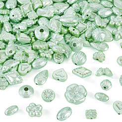100gのパール不透明アクリルビーズ  混合図形  ダークシーグリーン  9~18x8.5~29x3~14mm  穴：1.6~4mm&nbsp;OACR-TA0004-32B