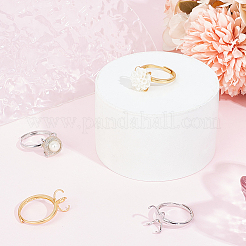 4Pcs 2 Colors Adjustable Brass Ring Components&nbsp;KK-BBC0012-94