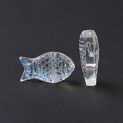 透明な電気メッキガラスビーズ  ABカラーメッキ  魚  クリアAB  15x8x5mm  穴：1mm&nbsp;GLAA-I050-10K