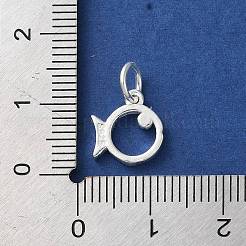 925 Sterling Silver Hollow Fish Charms with Jump Rings&nbsp;STER-E071-01S-09