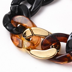 アクリルキューバンリンクチェーンブレスレット  カーブチェーンブレスレット  ccbプラスチックパーツと合金マンテル付き  ミックスカラー  8インチ（20.2cm）&nbsp;BJEW-JB05659