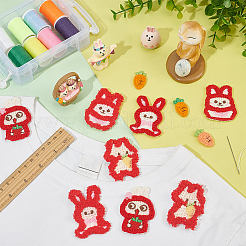 イースターのウサギとニンジンの糸で編んだアップリケ36個、9つのスタイル  ポリエステルコンピュータ刺繍布を縫い付ける装飾アクセサリー  ミックスカラー  28~61x15~42x3~3.5mm  4個/スタイル&nbsp;PATC-FG0001-76