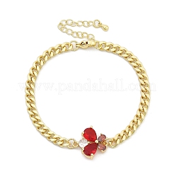 Brass Micro Pave Cubic Zirconia Link Bracelets&nbsp;BJEW-Z082-01G-01