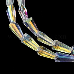 透明電気メッキガラスビーズ連売り  コーンビーズ連売り  多面カット  クリアAB  6x4x3.5mm  穴：0.7mm  約99個/連  21.34''（54.2センチメートル）&nbsp;EGLA-H107-02A-AB01