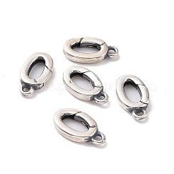 スターリングシルバー製スプリングゲートクラスプ925個  オーバル  アンティークシルバー  12x6.5x2mm  穴：1.2mm  内径：6x3mm&nbsp;STER-D036-12AS