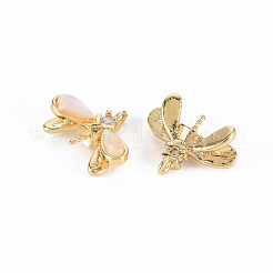 Brass Micro Pave Clear Cubic Zirconia Peg Bails Charms&nbsp;KK-T062-189G-NF