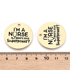 ステンレスペンダント201個  救急救命士ペンダント  「私は看護師です」という文字が書かれたフラットラウンド  ゴールドカラー  30x1.5mm  穴：2mm&nbsp;STAS-T064-37G-16