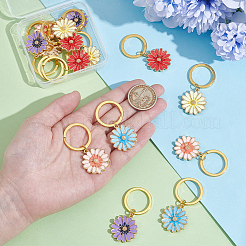 15Pcs 5 Colors Alloy Enamel Flower Keychain&nbsp;KEYC-NB00014