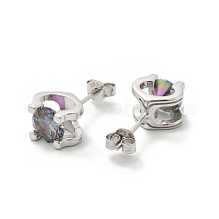 925 Sterling Silver Moissanite Rhinestone Stud Earrings&nbsp;EJEW-U042-02P