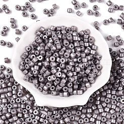 ベーキングペイント パールガラス シードビーズ  丸い穴  シリンダー  濃いグレー  4x5.5mm  穴：1.8mm  約2500個/ポンド&nbsp;SEED-T008-03U