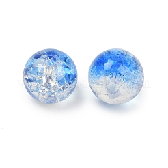 透明クラックガラスビーズ  ラウンド  ツートン  ドジャーブルー  8mm  穴：1.6mm  約156個/100g&nbsp;GLAA-XCP0001-62-8mm
