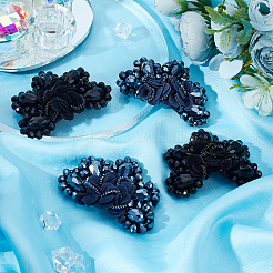 AHADEMAKER 4Pcs 2 Colors Glass Rhinestone Sew on Ornament Accessories&nbsp;FIND-GA0002-16