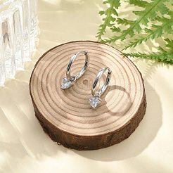 304 Stainless Steel Micro Pave Cubic Zirconia Hoop Earrings&nbsp;STAS-R004-03P-02
