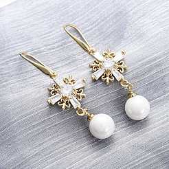 Brass Micro Pave Clear Cubic Zirconia Dangle Stud Earrings&nbsp;EJEW-F362-08G