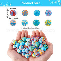80Pcs 8 Colors Wooden Beads&nbsp;WOOD-FW0001-12