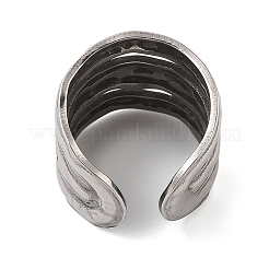 変色しない304ステンレススチール製女性用カフリング  波  ステンレス鋼色  19.5mm&nbsp;RJEW-G324-02P
