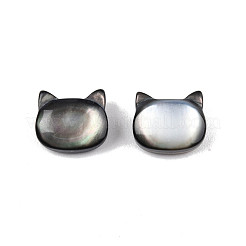 天然な黒リップシェルビーズ  猫の頭  9x10x4.5mm  穴：0.6mm&nbsp;SSHEL-N003-148A